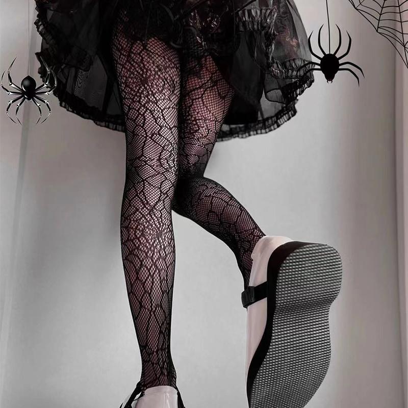 Spring Summer Thin Party Club Pantyhose Dark Hollowed Out Fishnet Stockings Women Gothic Spider Web Fish Net Black Silk Tights
