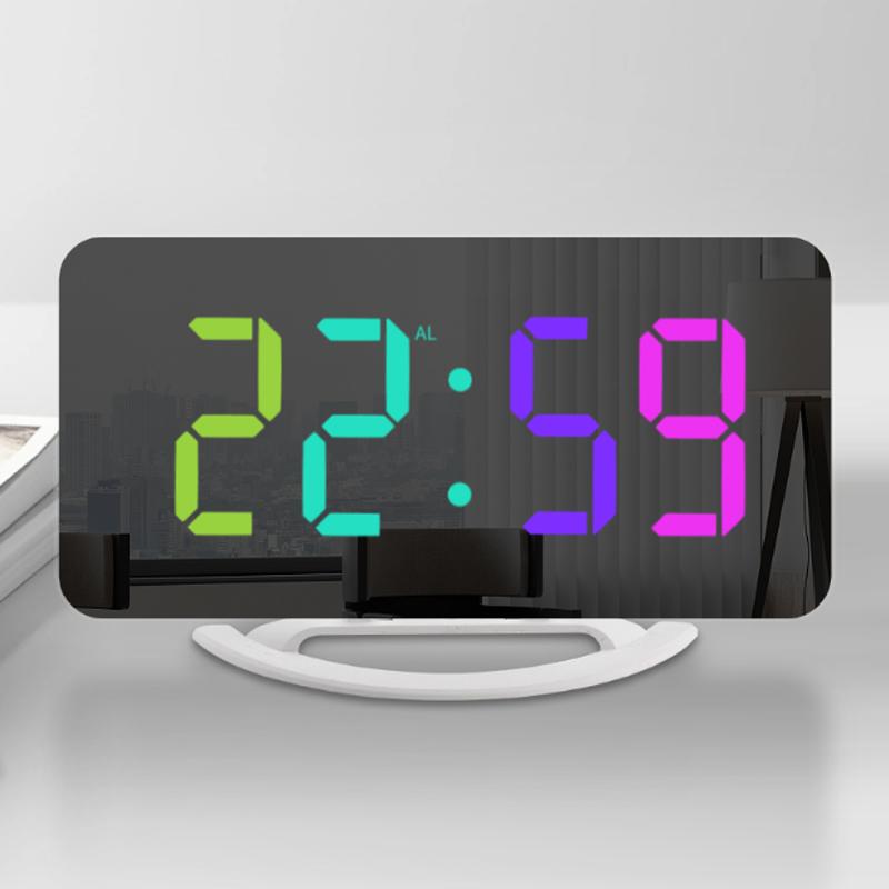 RGB Digital Alarm Clock with Color Changing Lights Desk Clock with Snooze, Dimmer,Dual USB, 1 Alarms
