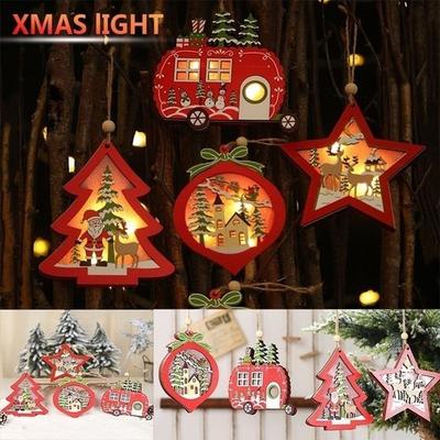 Nuova Stella/Autobus/Cuore/Stile Natalizio Fornitura per Feste Regalo Ornamenti Ciondoli da Appendere Luce LED di Natale