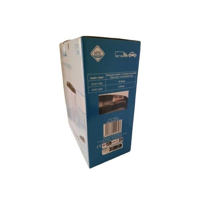 Bouilloire électrique 12V - HTC EQUIPEMENTS - 1 litre- 170W - corps blanc et couvercle noir