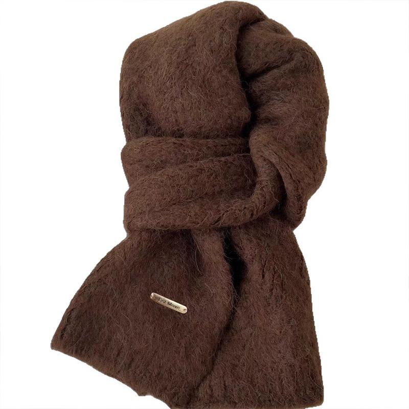 Women Winter Atmosphere Solid Color Simple Soft Warm Lazy Style Scarf New Korean Versatile Knitted Scarf