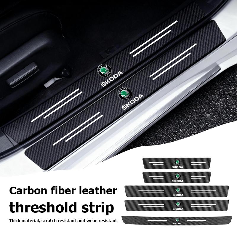 FMO3 For Skoda Car Door Plate Threshold Universal Anti-scratch Protector Sticke Auto Accessories Kodiaq Fabia Kamiq Karoq Octavia 2 3