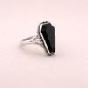 Anello a Bara in Onice Nero Argento Sterling 925, Anello Statement Gotico Boho, Anello Fatto a Mano con Pietra di Onice, Gioielli Minimalisti