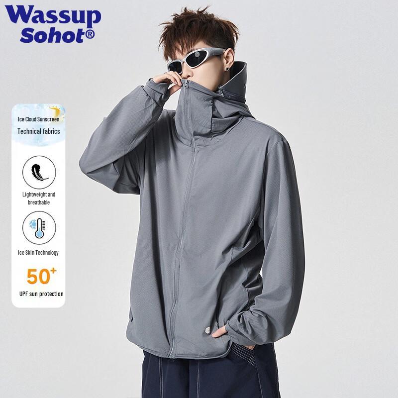 Wassup Sohot Men s UPF50+ Ice Silk Sun Protection Jacket L