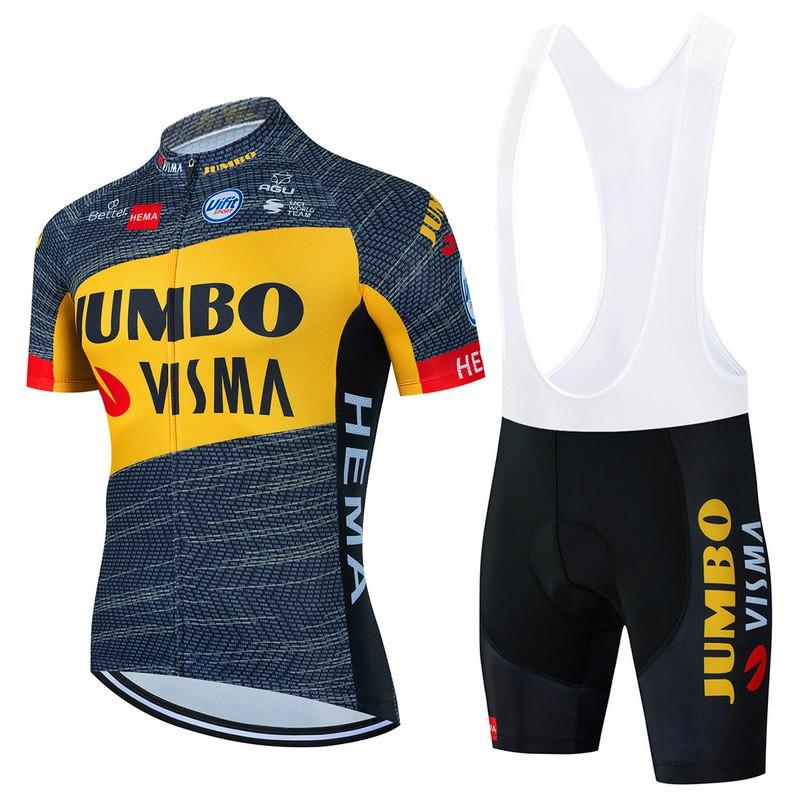 Jumbo Visma Cycling Jersey Set Short Sleeve Mens Breathable Quick Dry Mountain Road Bike Apparel