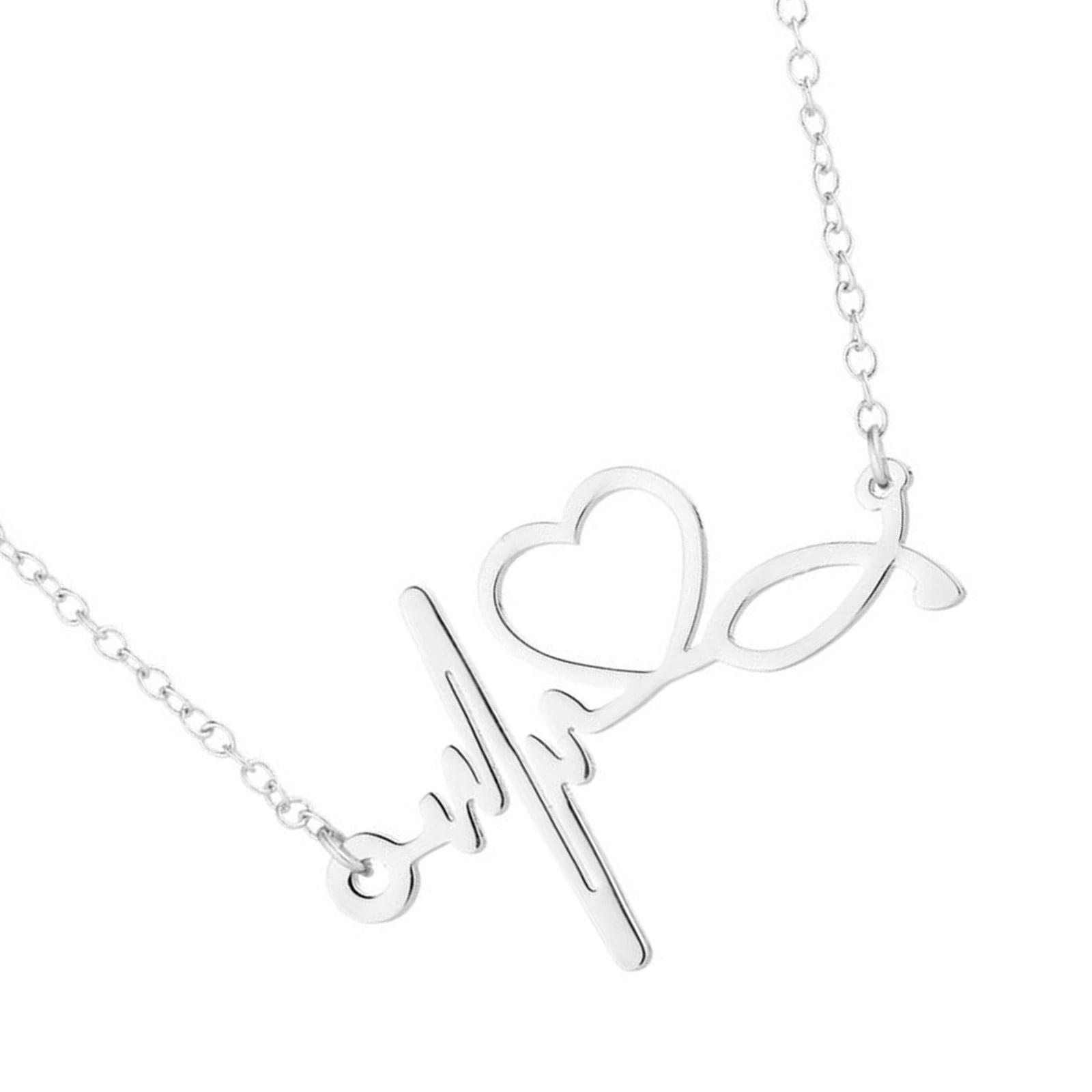 

Минималистичный дизайн ЭКГ Сердцебиение Цепочка на ключицу Подвеска из нержавеющей стали Ожерелье для любителей больниц и в подарок серебряный