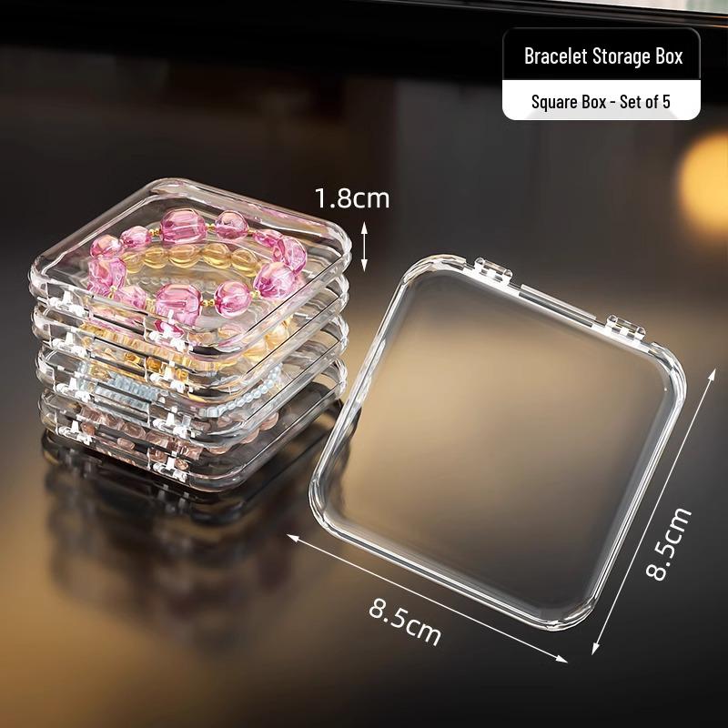 Portable Anti-Oxidation Transparent Acrylic Jewelry Storage Box for Bracelets and Chains