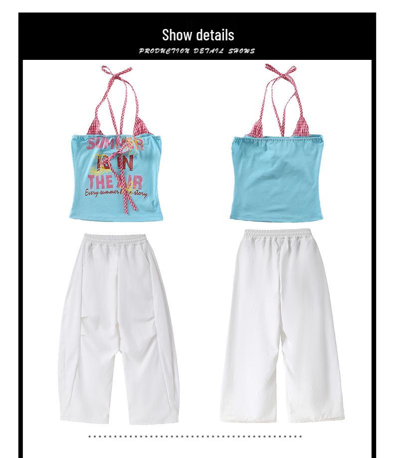 Blue Jazz Dance Costume for Girls - Trendy Street Dance Performance Outfit