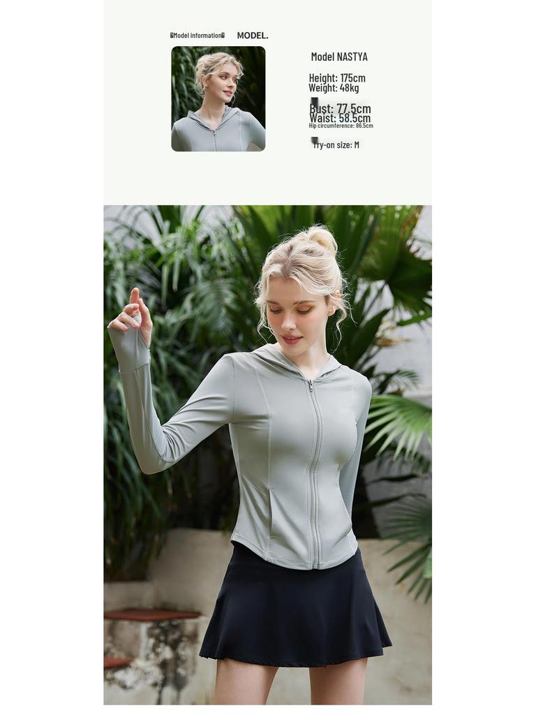 Women's UPF50+ Ice Silk Hooded Sunscreen Jacket - Summer Sports Outdoor Anti-UV Protection Top