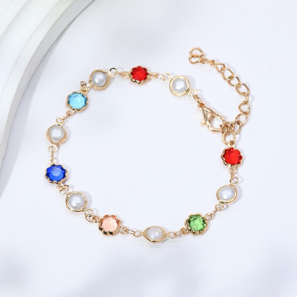 6pcs Colorful Heart Red Crystal Bracelet Women Exquisite Crystal Zircon Metal Chain Bracelets Bangles Girl Party Wedding Gifts