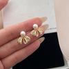 Light luxury and elegant lace ribbon hollow out bowknot pearl earrings for women unique high-end earings stud jewelry gifts