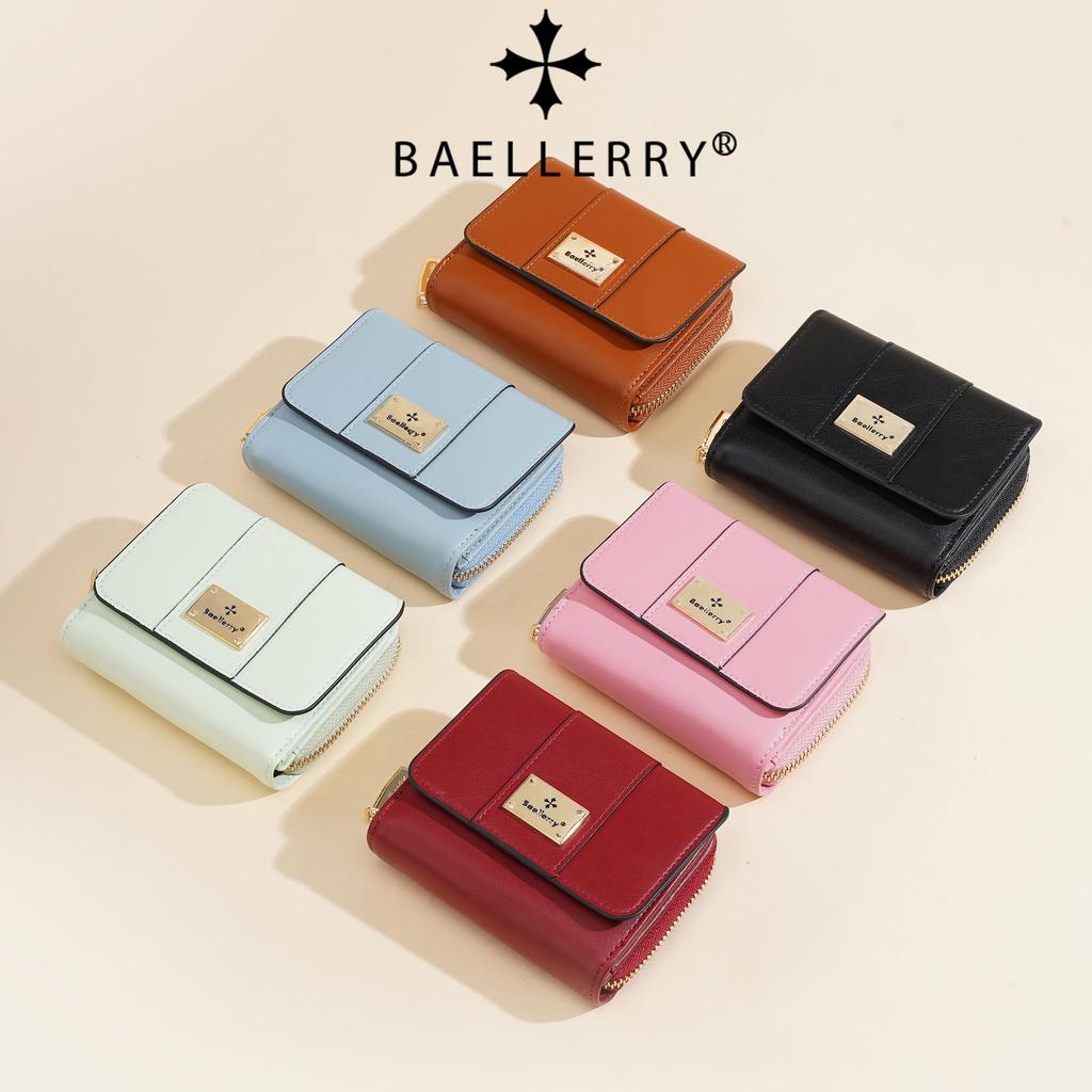 Baellerry Women's Short Tri-Fold Wallet with Multiple Card Slots and Coin Purse