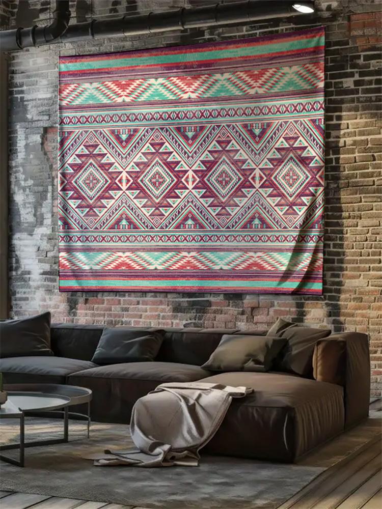 Geometrisches Stammesmuster Wandteppich Maschinenwaschbar Ganzjahres-Dekor Kunstdruck Boho Ethnisches Design Zuhause Werten Sie Ihren Raum auf
