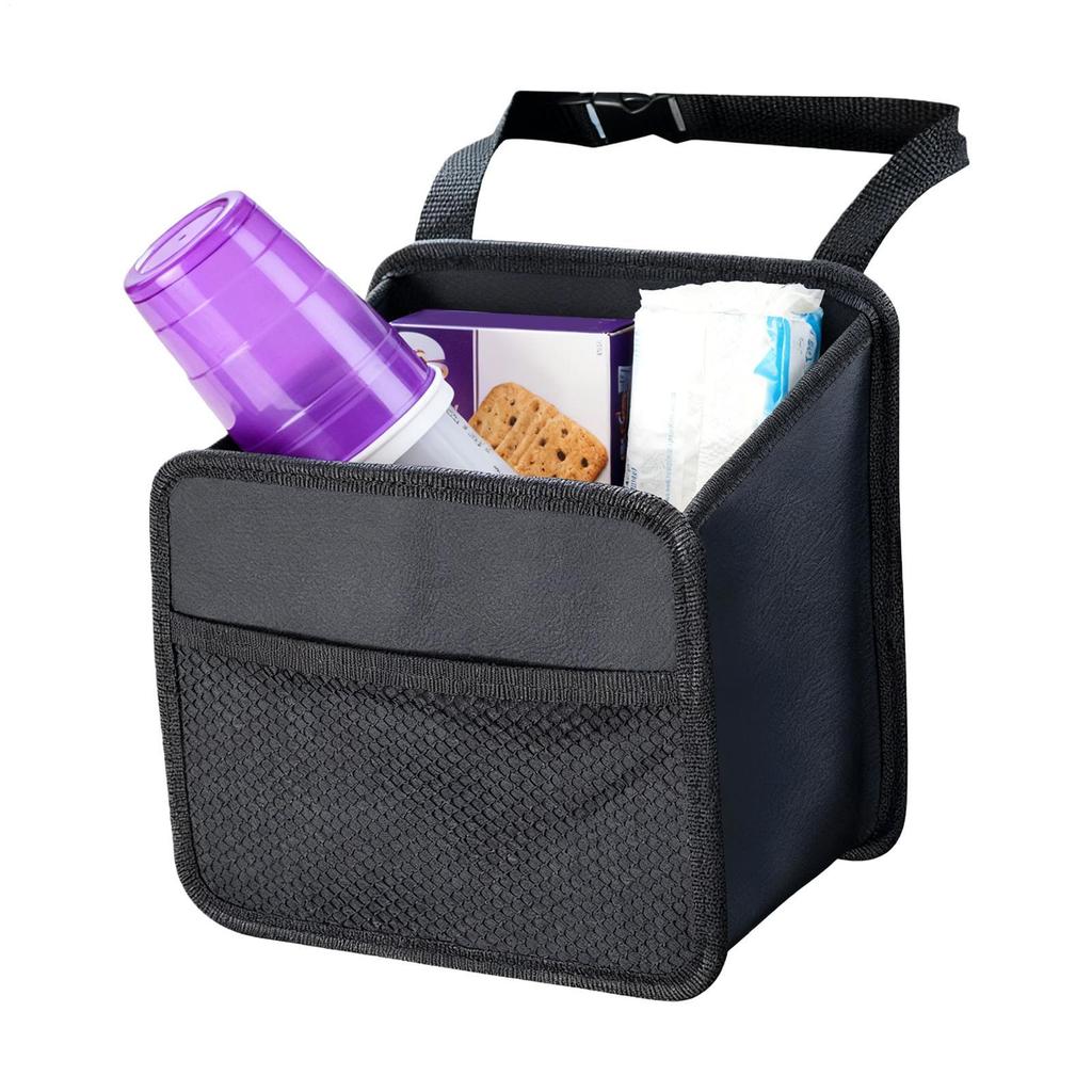 Car Seat Back Storage Bag Foldable Beverage Holder Universal Auto Back Hanging Water Bottle Carrier PU Leather Storage Bag