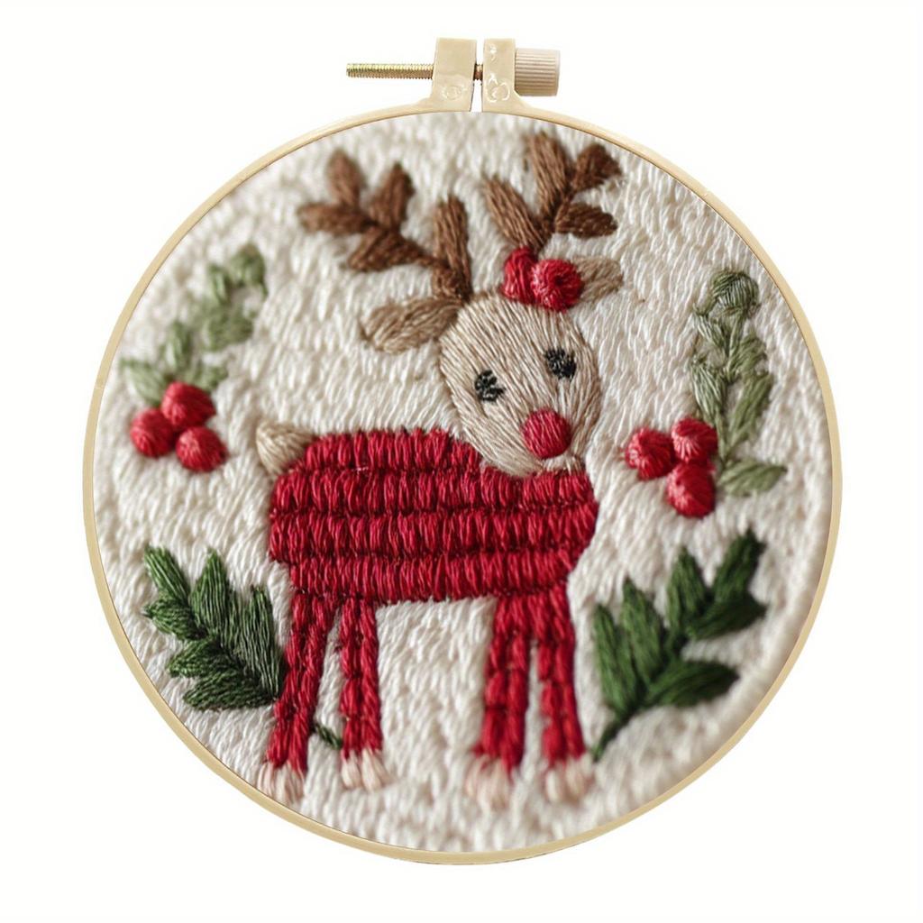 1 Pezzo Pacchetto Materiali Stoffa Ricamo Fatto a Mano Natale DIY