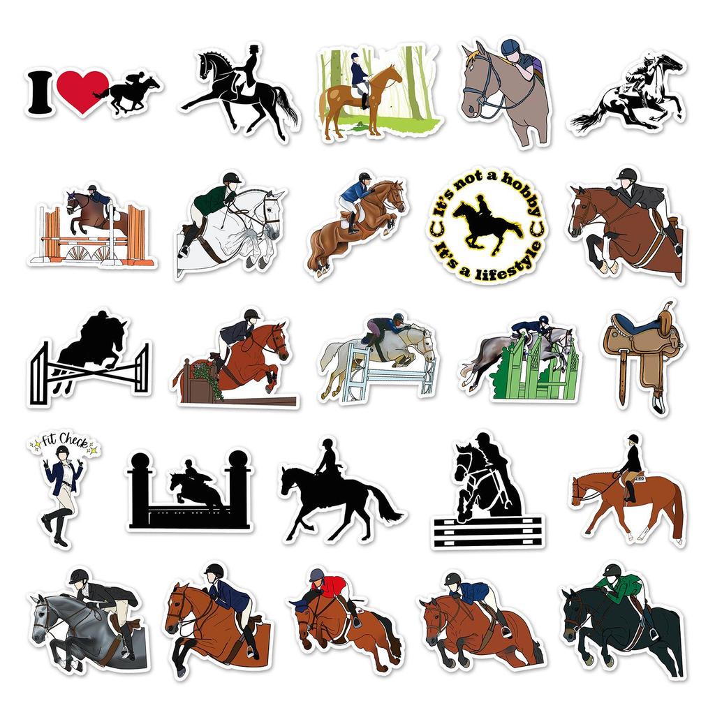 50 Equestrian Graffiti Sports Stickers - Creative, DIY, Waterproof for Skateboards & Luggage