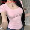 Sexy Girl T Shirt Women Slim Fit U Neck Short Sleeve Casual Tops For Daily Wear