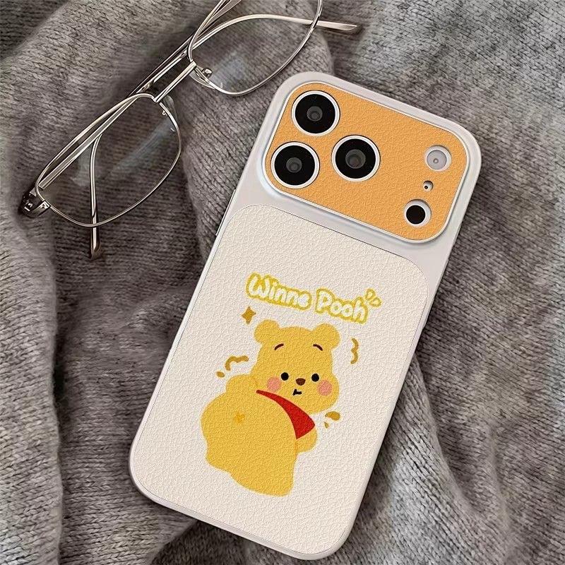 Winnie the Pooh Lambskin for iPhone11 Cartoon 11ProMax Mobile Phone Case 11 Apple 11Pro Electroplating 11