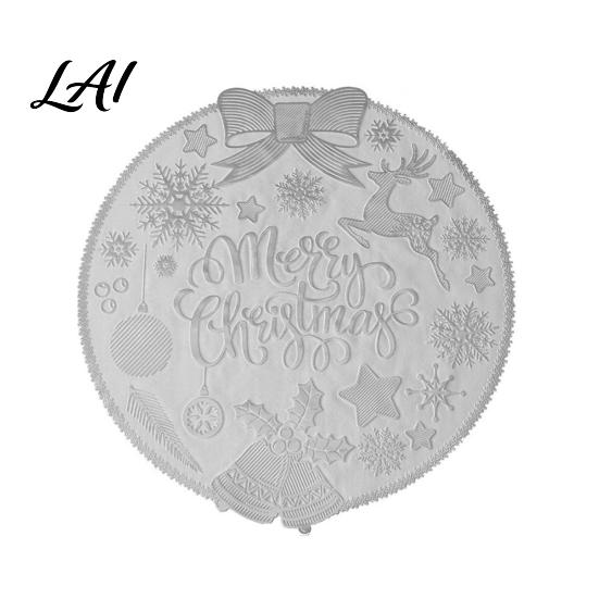 Holiday Dining Table Decor Round Christmas Placemat 15 Inch Waterproof Place Mat Heat Theme Resistant PVC Mat for Party Festive Setting Accessories