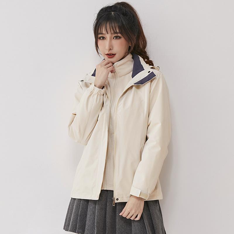 Winter Outdoor Jacket, Waterproof Windbreaker, Velvet and Thickened Three-in-one Two-piece Jacket for Women