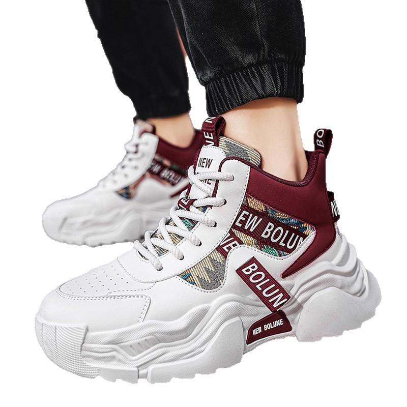Herren High Top Schuhe 2025 Dicke Sohle Höhensteigernder Trend Stickerei Vielseitig Sport Freizeit Laufen Vater
