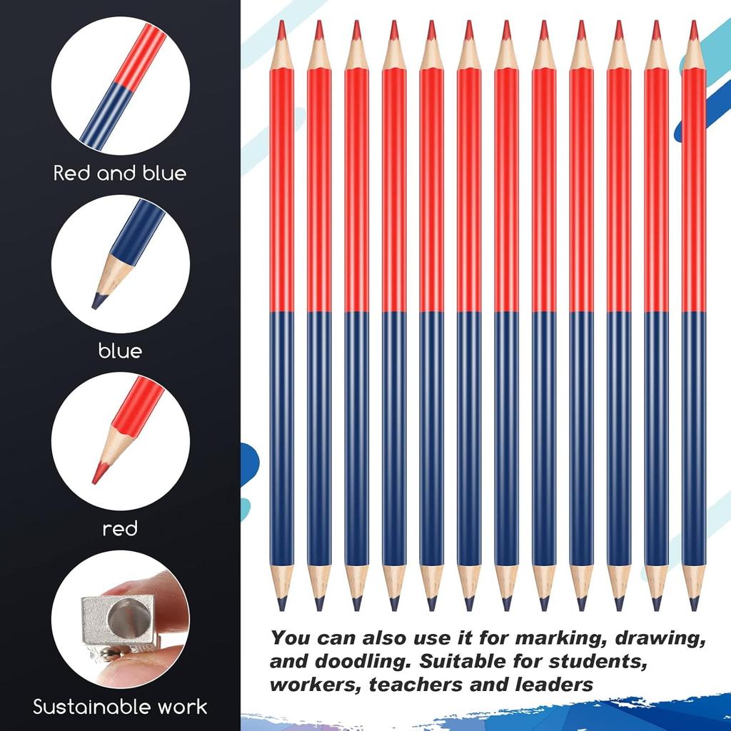 Containlol 36 Pieces Checking Pencils Red and Blue Erasable Pre Sharpened Pencils 2 HB Back to School Essentials with Sharpeners Checking Map Marking