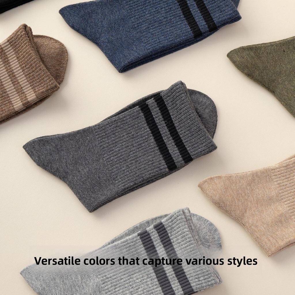 Socks - Men's Anti-Sweat and Deodorant Cotton Socks - Fashionable and Versatile Color Schemes - Double-Hook Mid-Calf Men's Socks