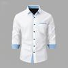Camicia da uomo a blocchi di colore, vestibilità slim, manica lunga, traspirante, per il lavoro