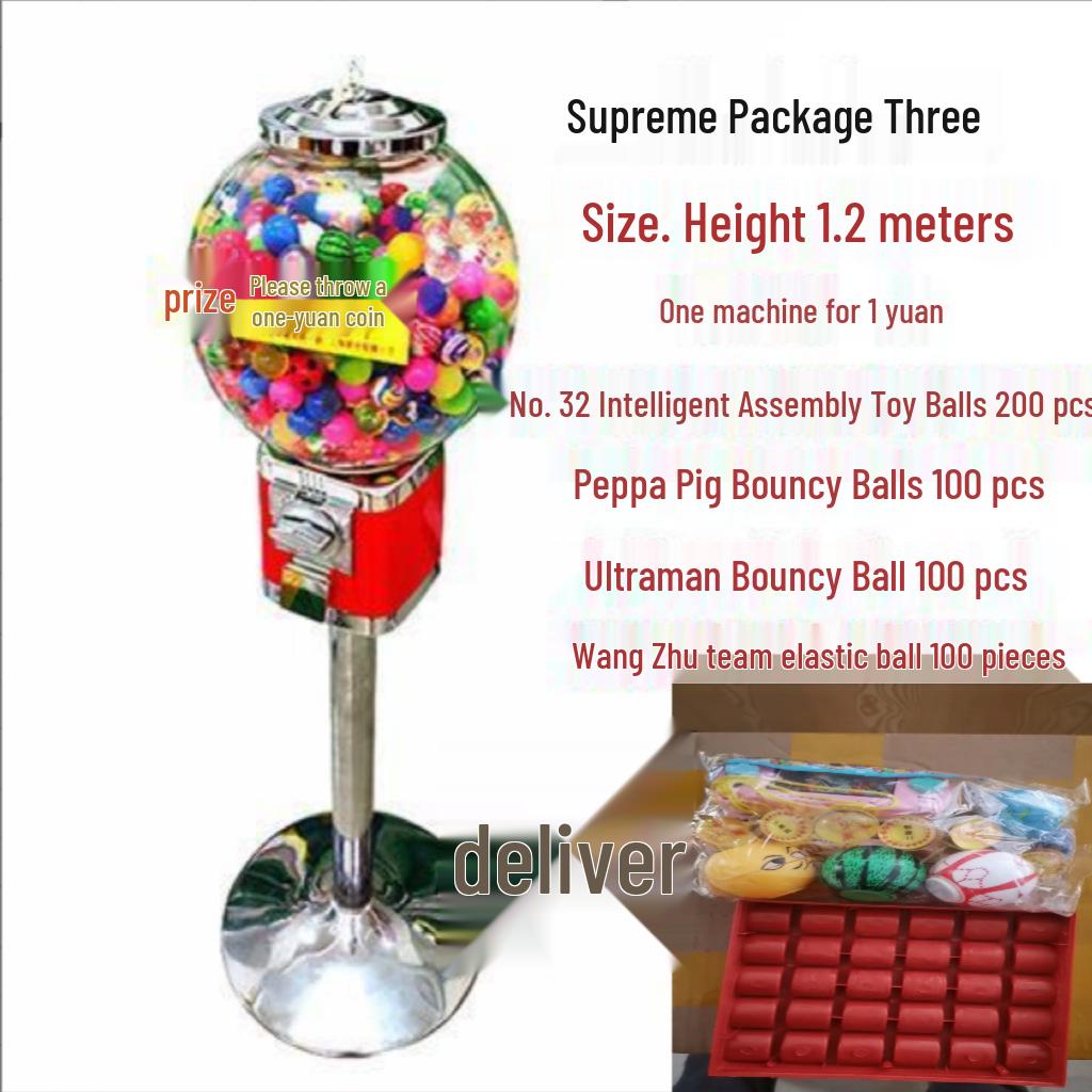 Gashapon Toy Coin-Operated 32mm Bouncy Ball Vending Machine - Amusement Self-Service Unit