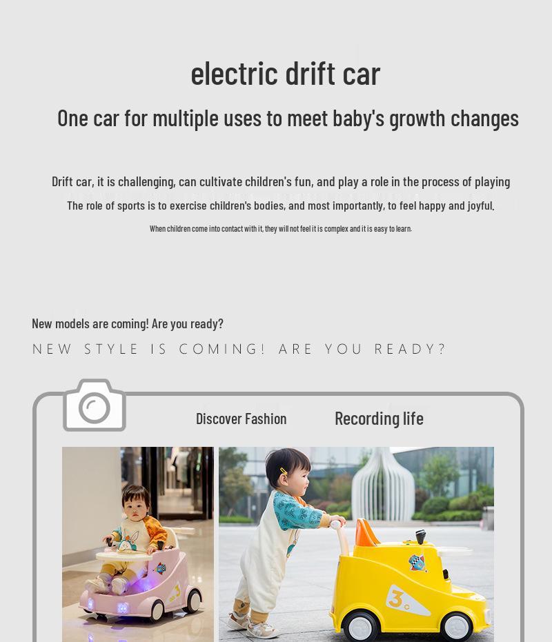 Kids' Electric 4-Wheel Drift Car with Dining Tray: Forward, Backward, Rotate - Indoor Toy with Free Shipping