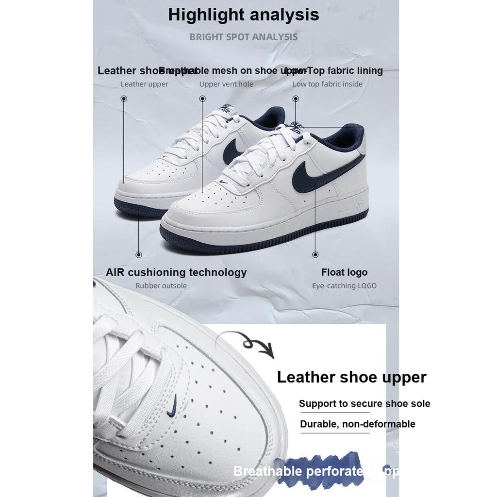 Nike Air Force 1 GS White Midnight Navy Kids Sneakers Football-Grey FV5948-104