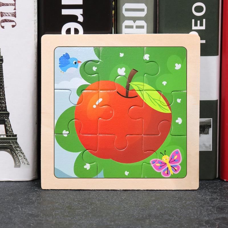 3-7 Year Olds' 9-Piece Wooden Animal Jigsaw Puzzle - Educational Cartoon Toy
