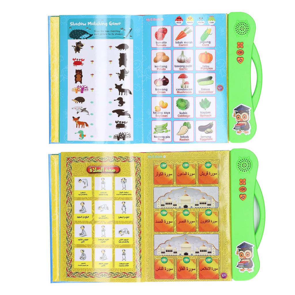 Electronic ABC Sound Book English Malay Language Animal Fruit Learning Kids Educational Toy with PenGreen