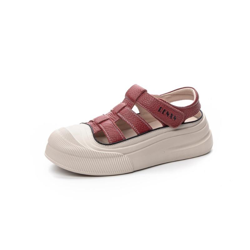 Sandalen mit dickem Boden Leder Casual Sport Weiß Schuhe