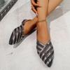 Fashion Plus Size Baotou Sandals Women Summer Rainbow Flat Stripe Cutout Women's Shoes Mesh Rear Trip Strap Single Shoes