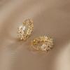 High-end wheat ear zircon ear buckle year-old niche fashion design earrings popular versatile temperament earrings