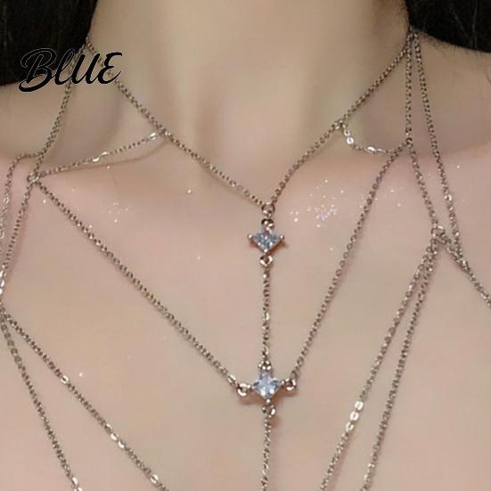 Lightweight Chest Jewelry Cubic Zirconia Chain Necklace Women Sexy Bikini