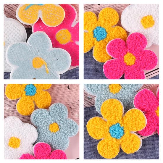 Embroidery Patch Plush Design Bright Color Decorative DIY Colored Floral Cloth Patch Cheongsam Badge for Gift