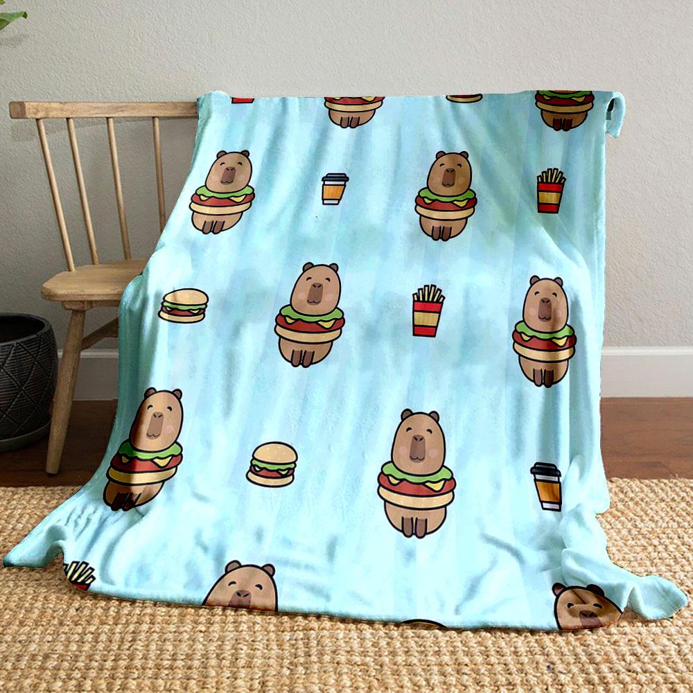 Cute Bear Burgers and Fast Food Pattern print blanket soft and cozy perfect for the living room bed sofa or a nap,gift