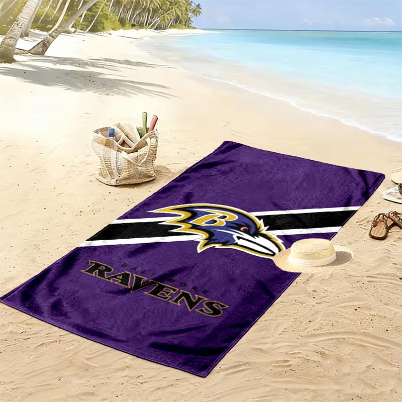 Baltimore Ravens Tryckt Strandhandduk, Stor Mjuk Snabbtorkande Handduk för Strand Camping Simning