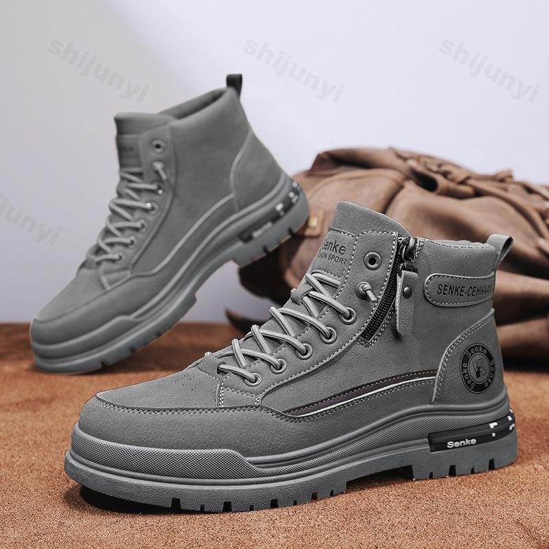 Men High Top Boots 2025 Autumn Outdoor Ankle Boots Comfortable Casual Male Ankle Boots Hiking Outdoor Sneakers Botas Para Hombre