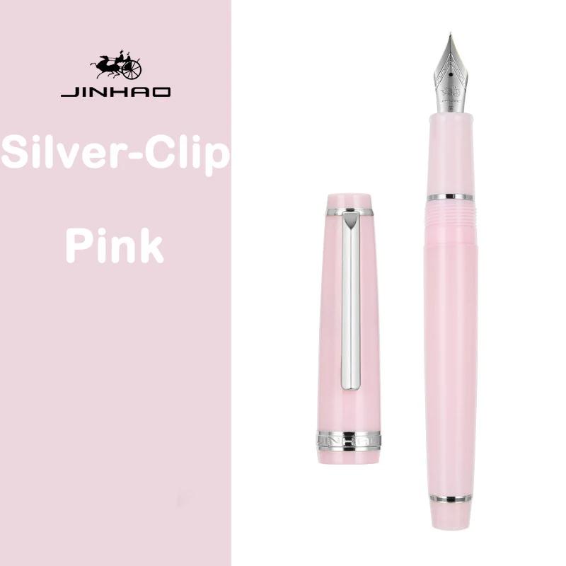 JINHAO 82 Fountain Pen Gold Trim Acrylic Barrel Silver Clip for Writing Calligraphy Signature School Office Supplies Stationery