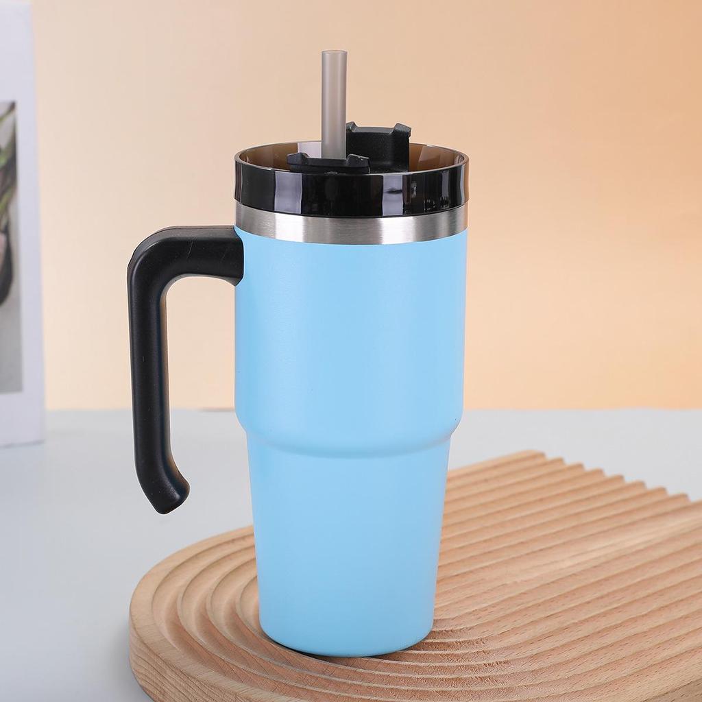 Insulated 20oz/30oz Stainless Steel Cup with Handle and Straw – Perfect Business Gift