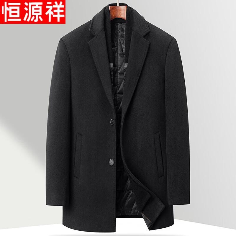 Hengyuanxiang Men s Mid-Length Padded Wool Blend Winter Overcoat 3XL
