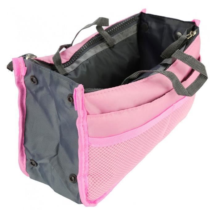 Organisateur de sac à main - SHOP-STORY - Rose - 100% nylon - 13 compartiments - Lavable en machine