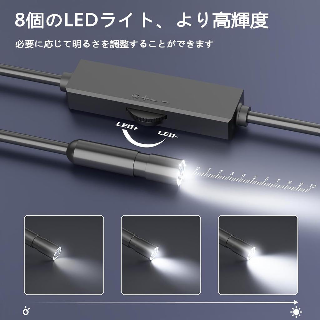 Fiberscope New 3 Million Optical Fiber Lens Mm IP 67 Level Industrial 8 High Brightness Adjustable LED Mobile Mirror Camera USB Full HD Micro Mirror