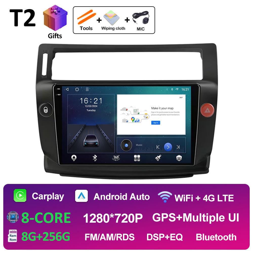 Player Multimedia Video Auto Pentru Citroen C4 C-Triomphe Quatre 2004 2005 2006 2007 - 2014 Ventilator de Răcire Android Auto Carplay Nu 2din