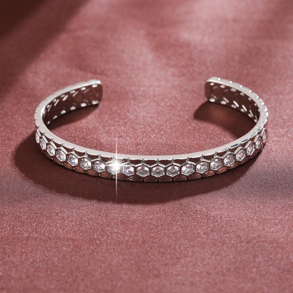 Stylish Simple Honeycomb Zircon Opening Women's Jewelry Export Bracelet