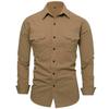 New Autumn Collection: Men’s Plain Long-sleeved Cotton Workwear-style Shirt
