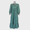 European American Women Maxi Dress Geometric Puff Sleeve Street Style